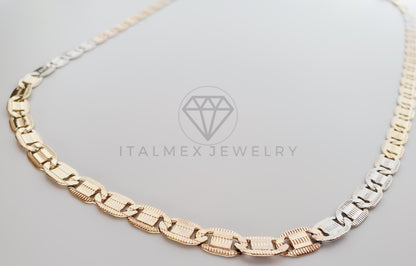 Cadena Clásica - 101915 - Estilo Gucci Rayada 5.5mm/20" 3 Tonos Oro Laminado 18K
