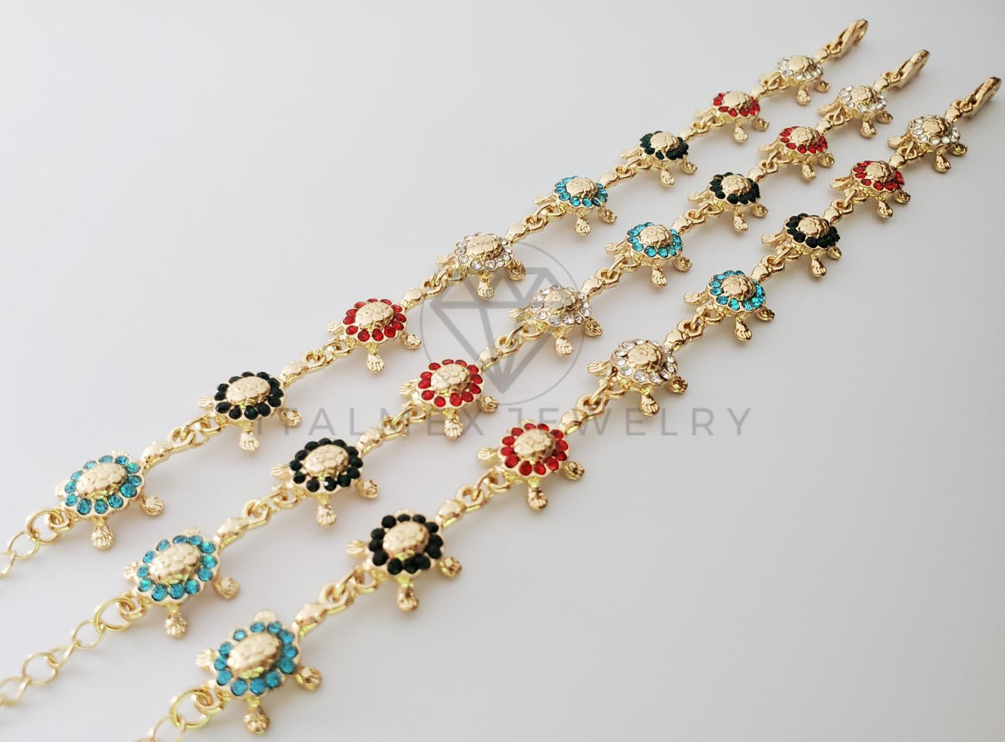 Pulsera de Lujo - 100196 - Diseño Tortugas CZ Colores Oro Laminado 18K