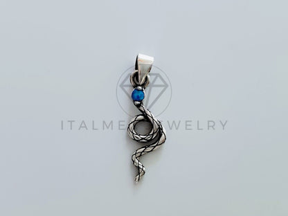 Dije No Religioso - 105181 - Dije Serpiente con Turquesa Plata .925