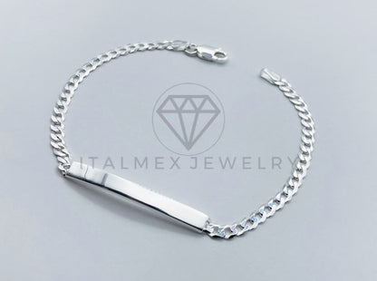 Esclava de Lujo - Esclava Cubana Placa Lisa 4mm Plata .925