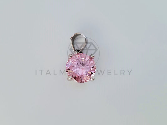Dije No Religioso - 105161 - Dije Circonia Redonda Rosa Plata .925