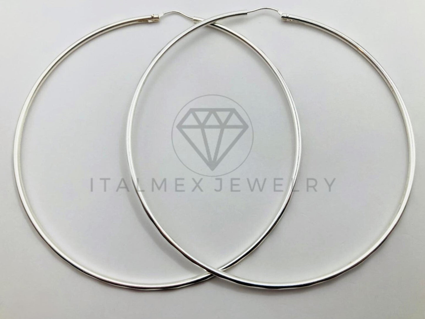 Arracada de Lujo - 103505 - Arracada de Tubo Diamantada 75mm - Plata .925