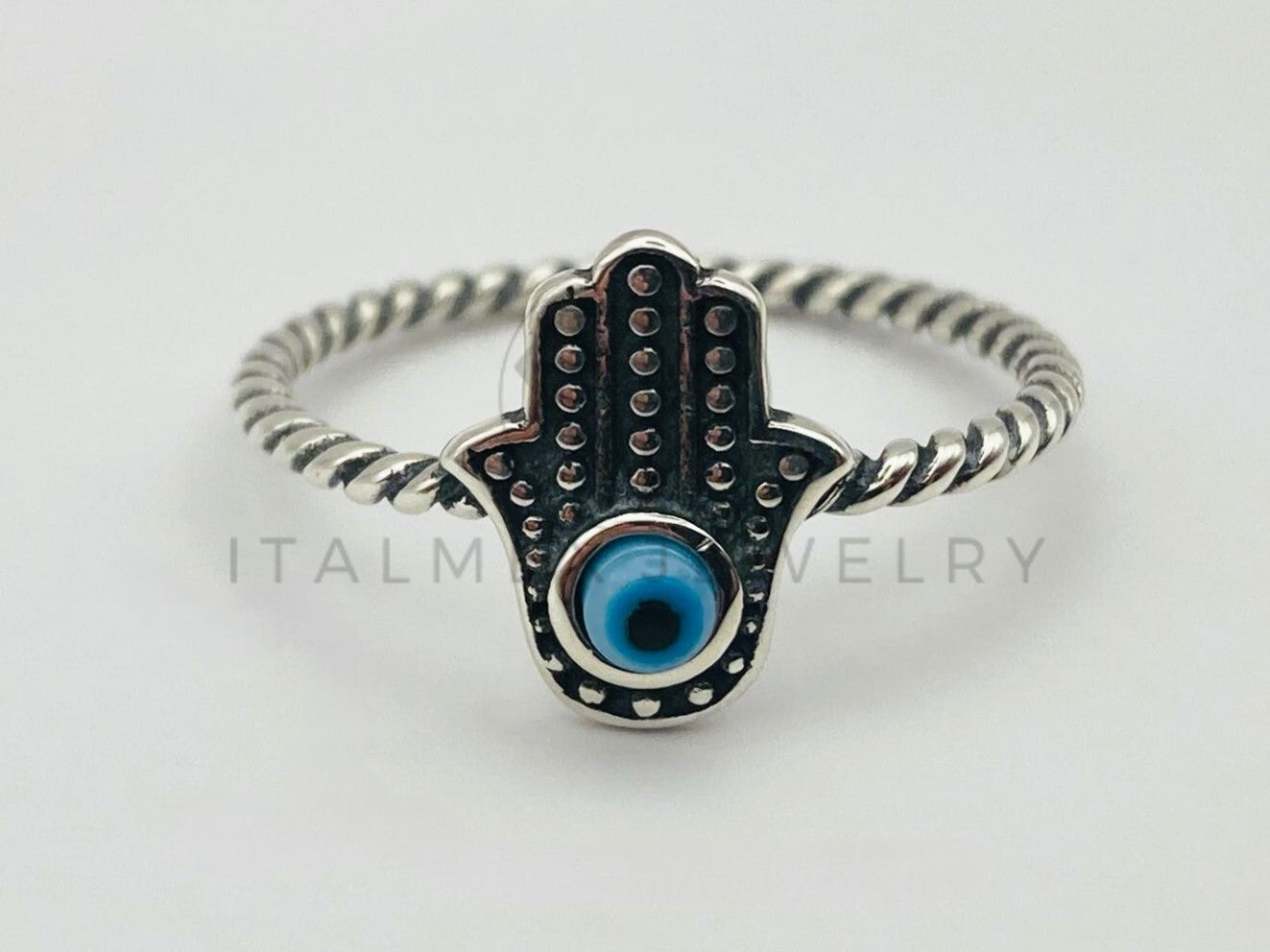Anillo de Lujo - 105944 - Anillo Mano Hamsa Turquesa Plata .925