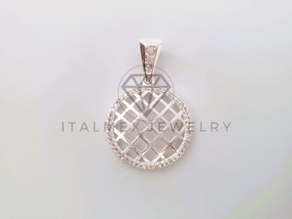 Dije Elegante - 104666 - Diseño Malla CZ Clara Plata Fina .925