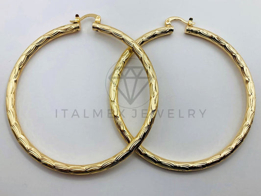 Arete de Lujo - 106017 -Arracada Rayada 7cm Dorada - Oro Laminado 18K