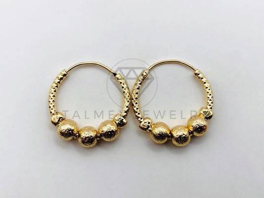 Arete de Lujo - 105992- Arracada Bolitas Arenadas 2cm - Oro Laminado 18K