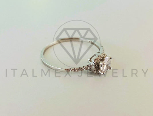Anillo de Plata - 105424 - Anillo Matrimnio Solitario Halo Plata .925