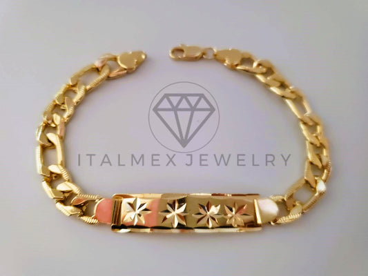 Pulsera Elegante - 104481 - Esclava Placa con Estrella 8"/8mm Oro Laminado 18K