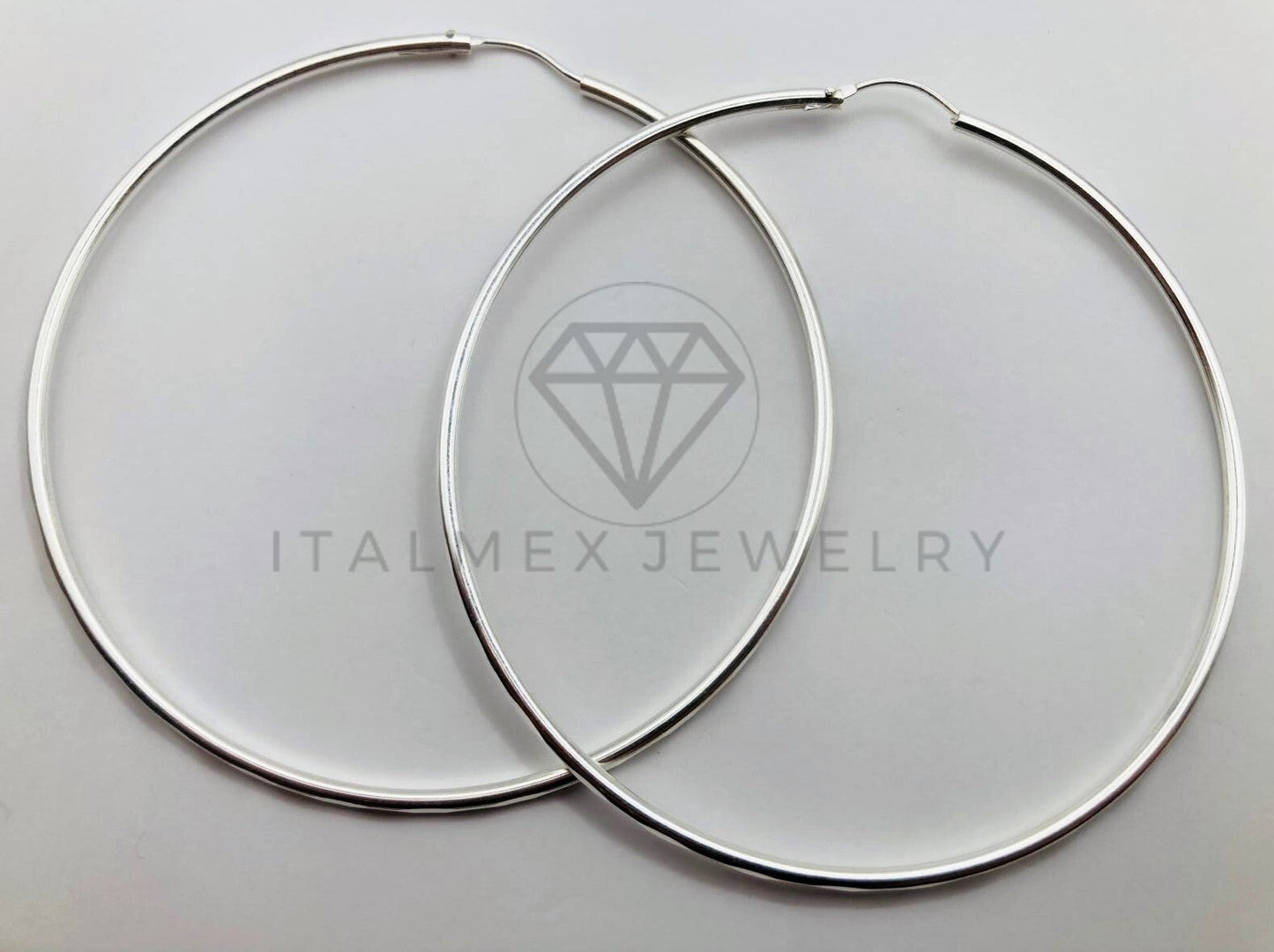 Arracada de Lujo - 102198 - Arracada de Tubo Diamantada 65mm - Plata .925