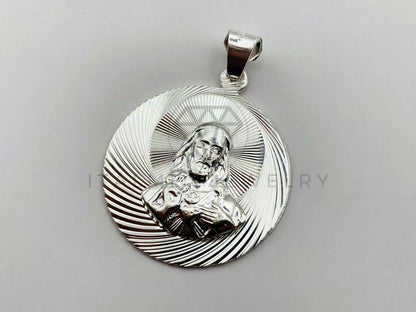 Dije Religioso - 102969 - Medalla Diamantada Sagrado Corazón Plata .925
