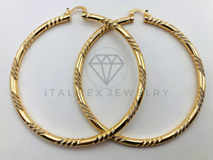 Arete de Lujo - 105984 - Arracada de Rayada 8cm - Oro Laminado 18K