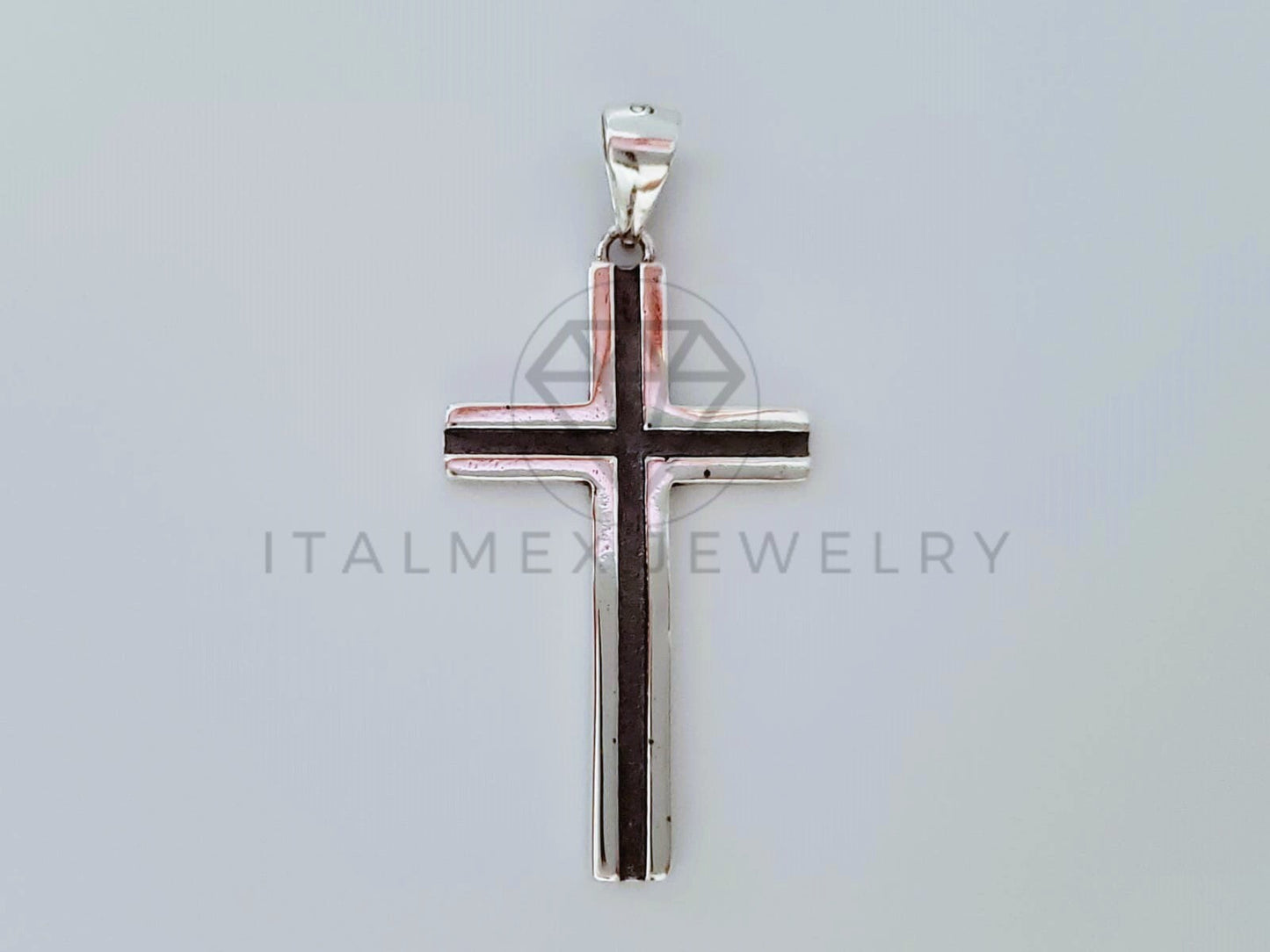 Dije Religioso - 104997 - Dije Cruz Canal Negro Plata .925