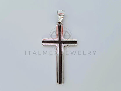 Dije Religioso - 104997 - Dije Cruz Canal Negro Plata .925