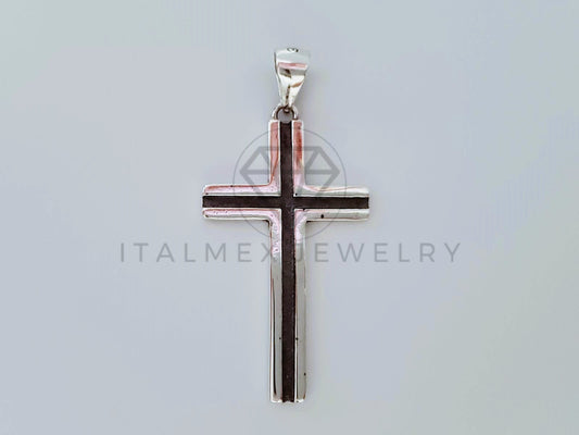 Dije Religioso - 104997 - Dije Cruz Canal Negro Plata .925