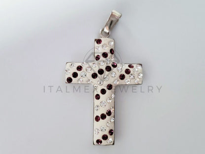 Dije Religioso - 105184 - Dije Cruz Pasta Circonia Rosa Plata .925