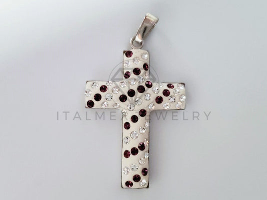 Dije Religioso - 105184 - Dije Cruz Pasta Circonia Rosa Plata .925