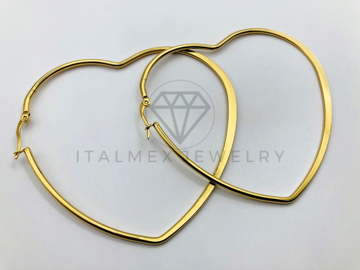Arete de Lujo - 106015 -Arracada Corazon Dorada 7cm - Oro Laminado 18K