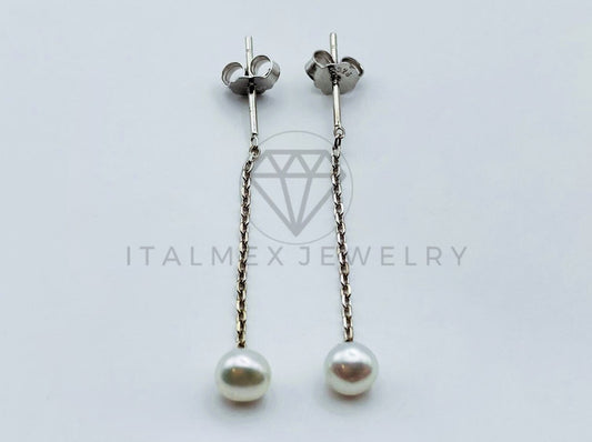 Arete de Lujo - 104764 - Arete Estilo Violador con Perla - Plata .925