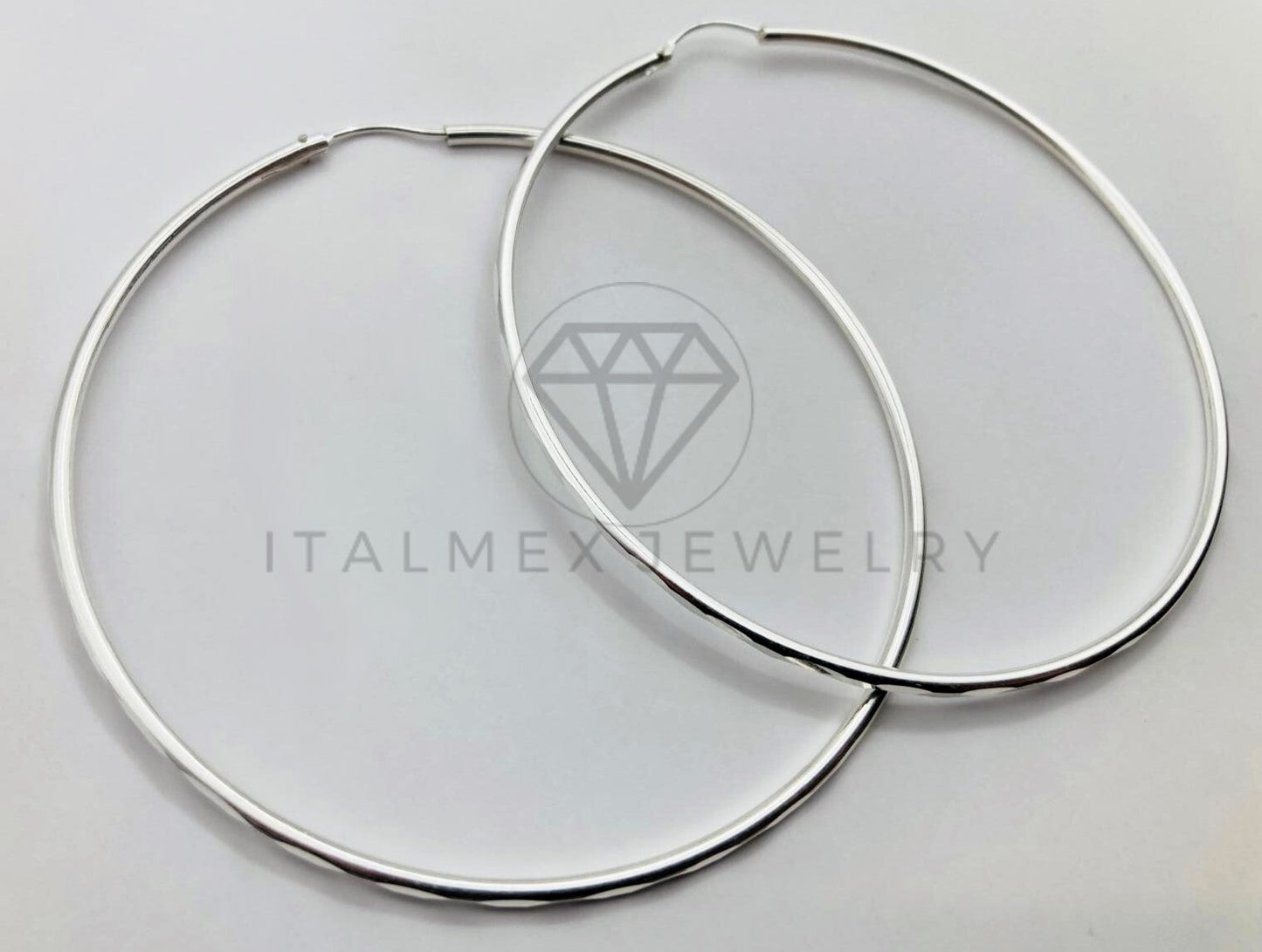 Arracada de Lujo - 102198 - Arracada de Tubo Diamantada 65mm - Plata .925