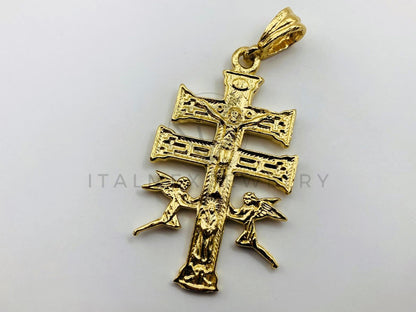 Dije Religioso - 100423 - Cruz de Caravaca Tamaño Mediana Dorado Oro Laminado 18K