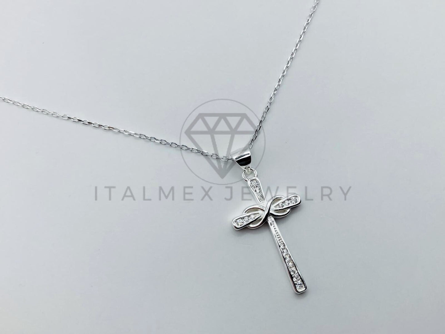 Collar de Lujo - 105951 - Collar Cruz Moderna Circonia Clara Plata .925