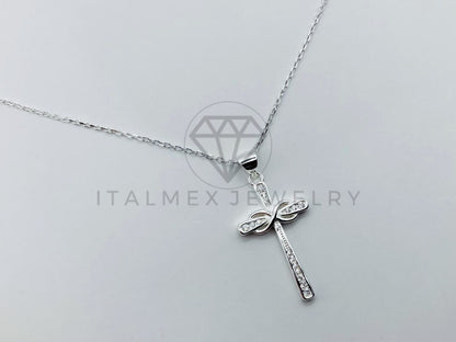 Collar de Lujo - 105951 - Collar Cruz Moderna Circonia Clara Plata .925