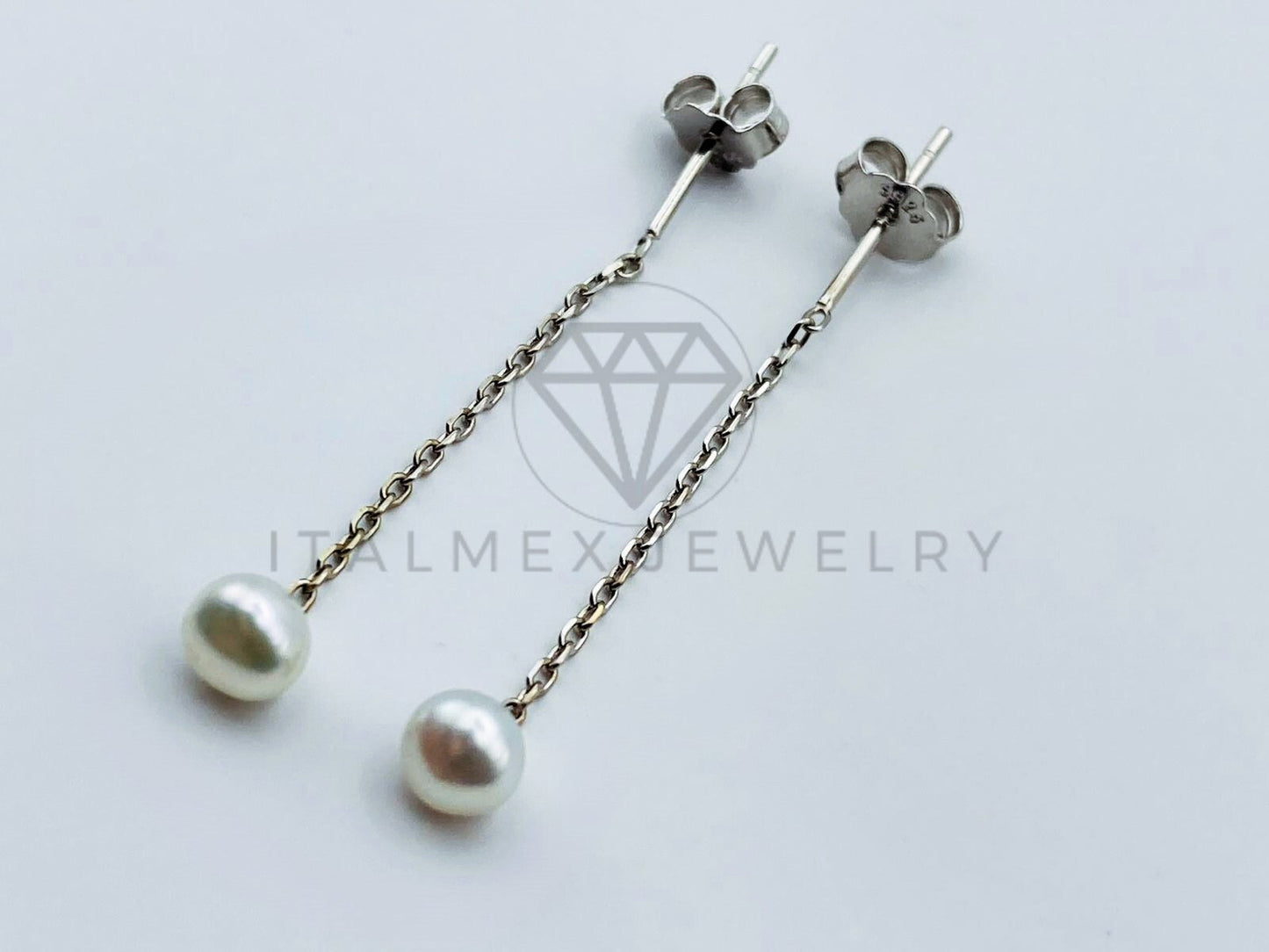 Arete de Lujo - 104764 - Arete Estilo Violador con Perla - Plata .925