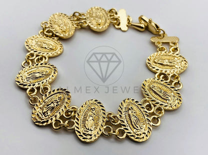 Pulsera de Lujo - 100186 - Diseño de Medallas de la Virgen de Guadalupe Oro Laminado 18K