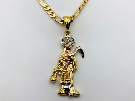 Santa Muerte Design | 18K Gold-Plated Religious Pendant