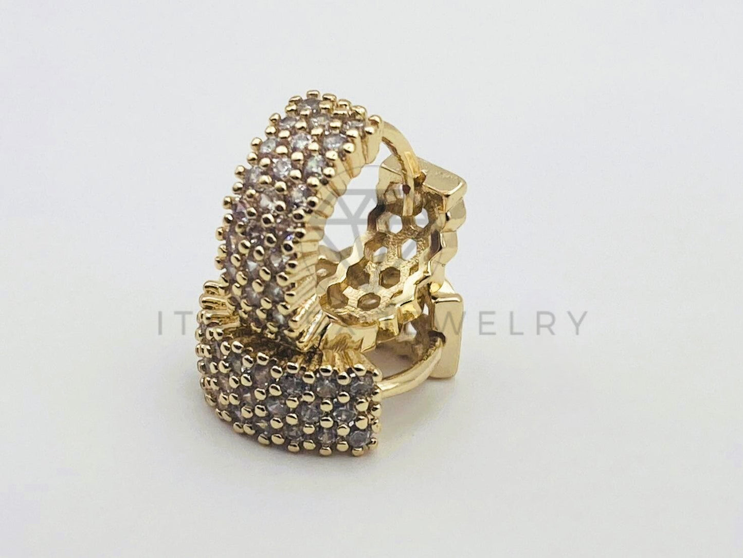 Huggie de Lujo - 103425 - Diseño Clasico con Circonia Clara Oro Laminado 18K