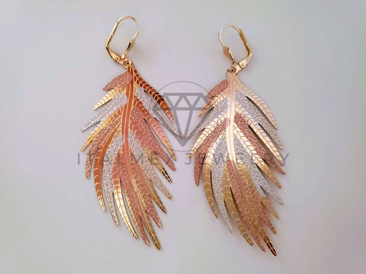 Arete de Lujo - 104629 - Arete Hoja 3 Oros Oro Laminado 18K