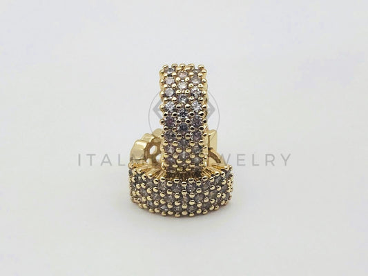 Huggie de Lujo - 103425 - Diseño Clasico con Circonia Clara Oro Laminado 18K