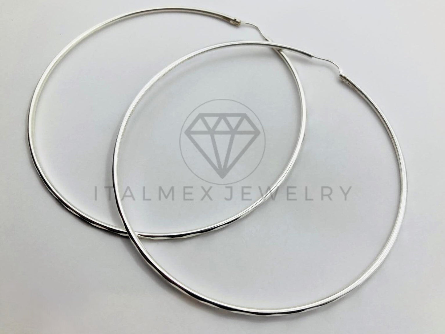 Arracada de Lujo - 103505 - Arracada de Tubo Diamantada 75mm - Plata .925