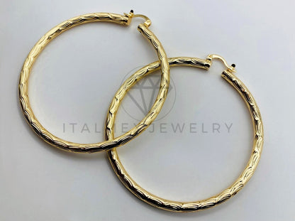 Arete de Lujo - 106017 -Arracada Rayada 7cm Dorada - Oro Laminado 18K