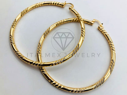 Arete de Lujo - 105984 - Arracada de Rayada 8cm - Oro Laminado 18K
