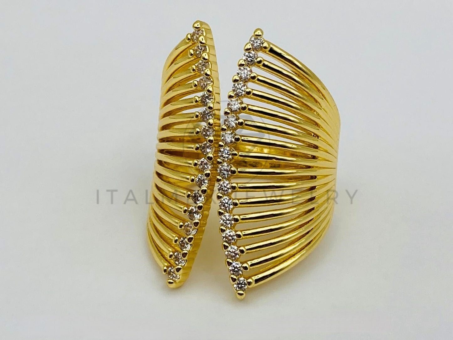 Anillo de Dama - 106030 - Anillo Filigrana con Circonia Clara Oro Laminado 18K