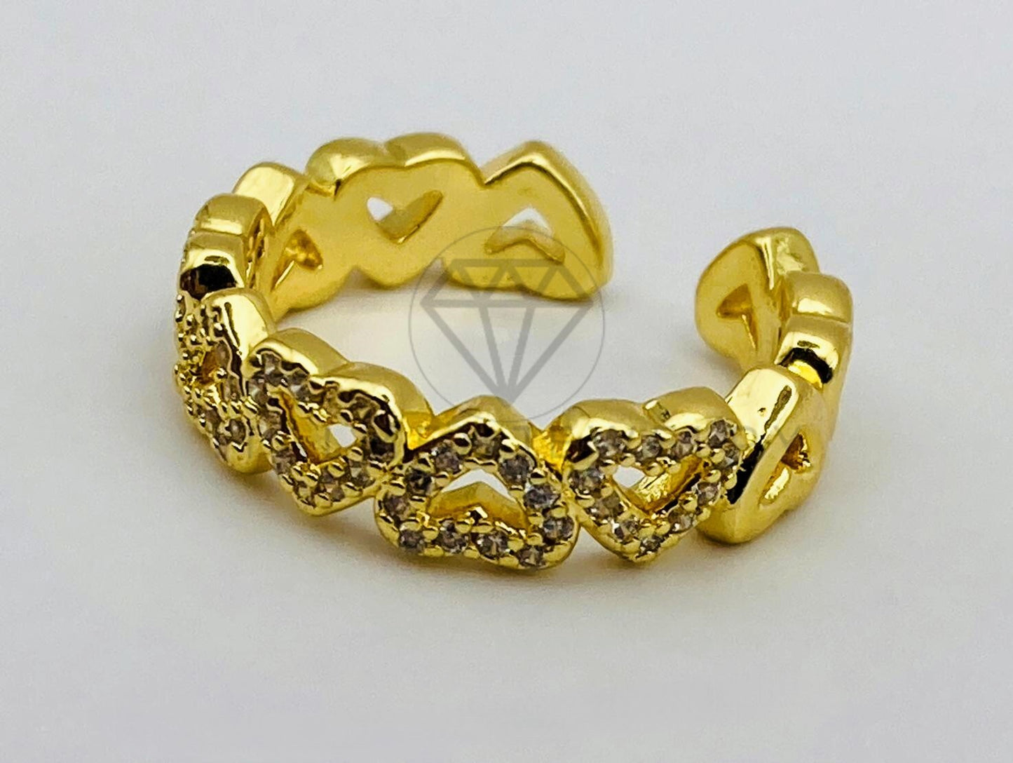 Anillo de Dama - 106029 - Anillo Corazones con Circonia Clara Oro Laminado 18K