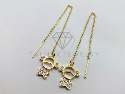 Arete de Lujo - 106018 -Arete Violador de Niña con Circonia Clara - Oro Laminado 18K