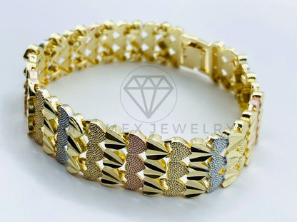 Pulsera de Lujo - 105824 - Pulsera de Corazones Diamantados Oro Laminado 18K