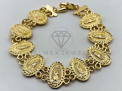 Pulsera de Lujo - 100186 - Diseño de Medallas de la Virgen de Guadalupe Oro Laminado 18K