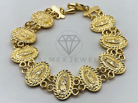 Pulsera de Lujo - 100186 - Diseño de Medallas de la Virgen de Guadalupe Oro Laminado 18K