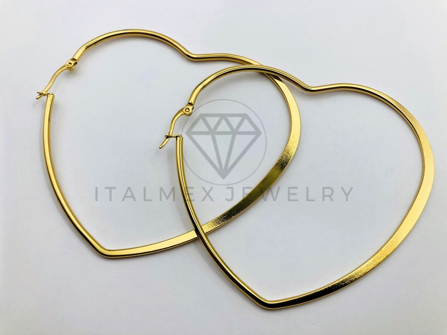 Arete de Lujo - 106015 -Arracada Corazon Dorada 7cm - Oro Laminado 18K