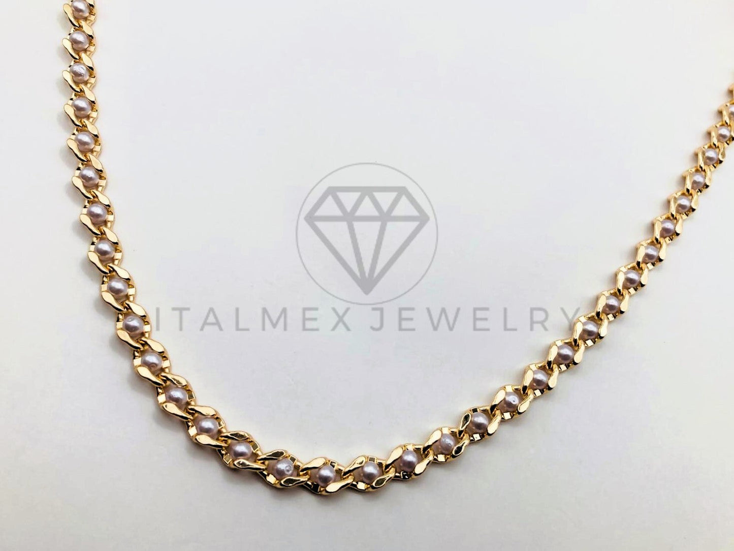 Collar Elegante - 105955 -Collar Perlas de Rio Oro Laminado 18K
