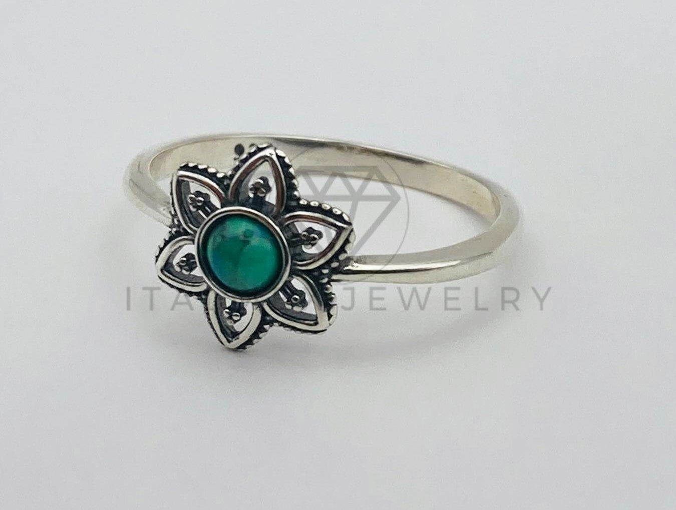 Anillo de Lujo - 105941 - Anillo Flor Mandala Turquesa Plata .925