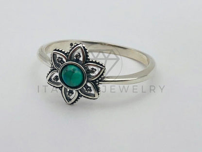 Anillo de Lujo - 105941 - Anillo Flor Mandala Turquesa Plata .925