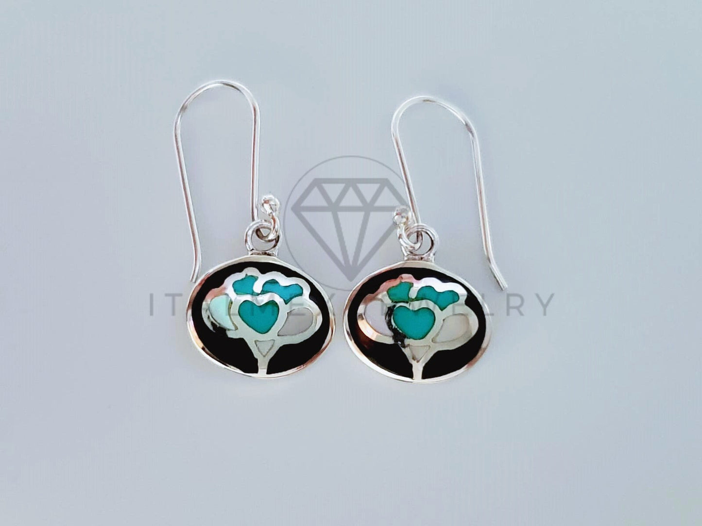 Arete de Lujo - 105218 - Arete Esmalte Corazones Plata .925
