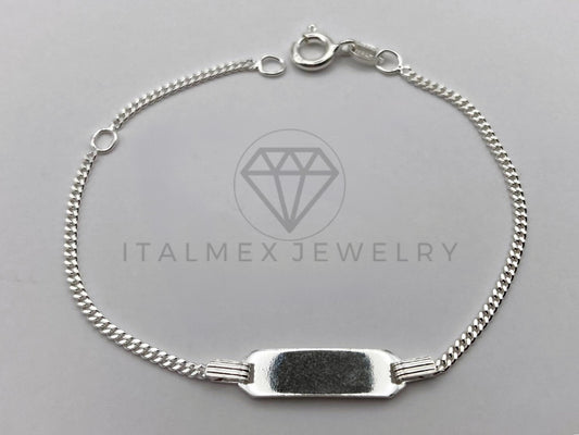 Pulsera de Lujo - 105467 - Esclava Cubana Bebé Placa Lisa Plata .925
