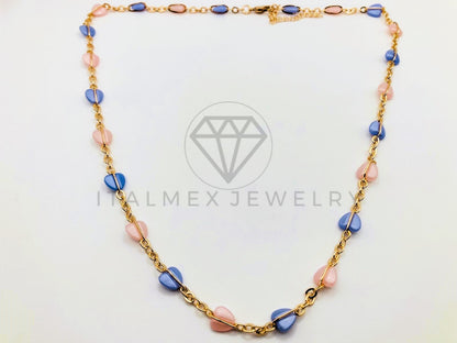 Collar Elegante - 105956 -Collar Corazon Color Pastel Oro Laminado 18K