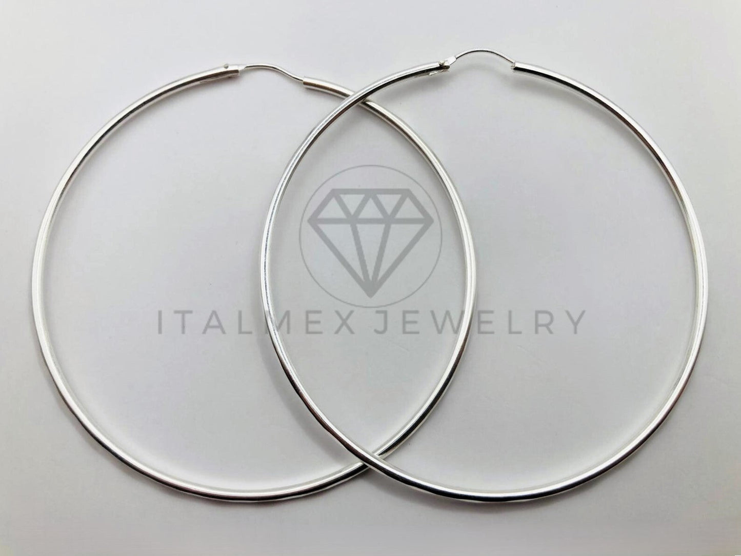 Arracada de Lujo - 102198 - Arracada de Tubo Diamantada 65mm - Plata .925