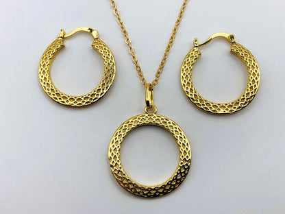 Italian Eternity Hoop | 18K Gold-Plated Necklace & Earring Set